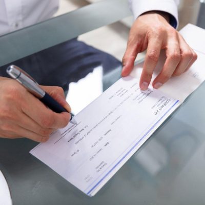 signing a check